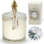 VIONAMI Luxury Scented Candle Gift – Queen of The Night Rare Flower Fragrance in Elegant Glass Jar, Decorative Soy Candles Gifts for Women, Long-Lasting 80 Hr, 14.8 oz, Luxury Candles for Women - Image 2