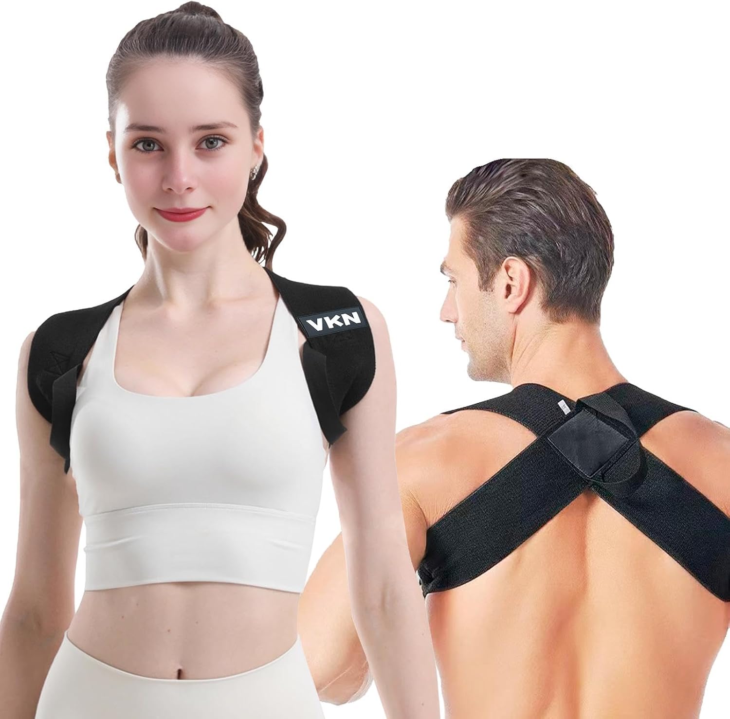 VKN Posture Corrector with Heavy Shoulder Straps - One-Piece Back Brace for Daily Workout & Gym - Breathable Elastic Spine Alignment Trainer for Men and Women - Snug Fit Body Shape Corrector for Home & Office - Image 2