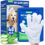 VOISEN 48 Pcs Pet Glove Wipes for Dogs and Cats, Cleaning & Deodorizing Bathing Grooming Wipes,Unscented Thick Nourish Fur Glove Wipes for Pet Dry Cleaning,Daily Care and Travel - Image 2