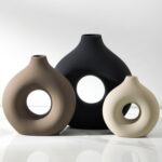 Vanselia Ceramic Vase Home Table Decor - Flower Vases Set of 3 Small Living Room Centerpiece Decorations for Shelf Bedroom Office Kitchen Dining Desk Modern Aesthetic Farmhouse Decorative (Classic) - Image 2