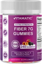 Vitamatic Prebiotic Fiber Gummies for Adults, 7G Extra Strength, Zero Sugar Added, 240 Pectin Based Gummies, Digestive Health & Regularity Support - Image 2