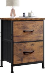 WLIVE Night Stand, Small Dresser with 2 Drawers & Wooden Top, Nightstand with Fabric Bins, Bedside Table End Table for Bedroom, Closet, Entryway, College Dorm, Rustic Brown - Image 2