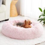 WNPETHOME Calming Dog Bed Cat Bed Donut, Faux Fur Pet Bed Self-Warming Donut Cuddler, Comfortable Round Plush Dog Beds (20 x 20 x 8 Inch, Light Pink) - Image 2