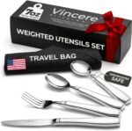 Weighted Utensils for Tremors and Parkinsons, Heavy Weight Stainless Steel Silverware Set, Adaptive Eating Flatware Helps Hand Tremors, Parkinsons Aids for Living, Arthritis - Knife, Fork, Spoons, 7oz - Image 2
