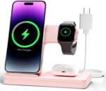 Wireless Charger Stand Charging Station: 3 in 1 Charger Stand Multiple Devices for Apple - iPhone 17 16e 16 15 14 Pro Max 13 12 - Watch 11 10 9 8 7 6 5 4 3 2 SE and Ultra Series-Airpods 4 3 Pro, Pink - Image 2