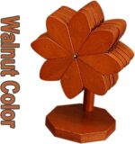 Wooden Trivet Set of 5 - Heat Resistant Reversible Coasters for Hot Pots/Pans, Natural Wood Pot Holder with Storage Rack, Protects Table & Countertops, Kitchen Dining Essentials (Walnut Color) - Image 2