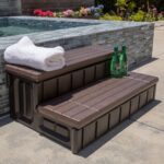 XtremepowerUS Universal 2 Slip-Resistant Spa & Hot Tub Step Outdoor Indoor Stool Pool Ladder Compartment Spa Step 36" Inches Long with Storage, Brown/Black - Image 2