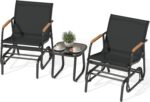 YITAHOME 3 Piece Patio Furniture Set, Outdoor Glider Chair Bistro Set, Coffee Table with Tempered Glass Tabletop, Patio Textilene Chairs Set of 2 for Backyard, Lawn, Garden, Balcony and Porch, Black - Image 2