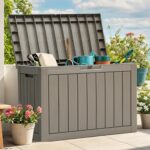 YITAHOME Outdoor Storage Box, 45 Gallon Waterproof Resin Deck Box, Lockable Organizer for Patio, Poolside, Deck, Cushions, Throw Pillows, Garden Tools, Brown - Image 2