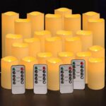 YOROXRG Set of 24 Waterproof Outdoor Flameless Candles, LED Candles with 4 Remote and Timer,(H 4" 5" 6" x D 2.2"),for Christmas,Halloween,Wedding,Festival - Image 2