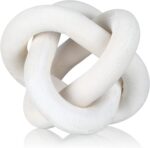 Yalikop 3 Link Wood Knot Decor Rustic Home Décor Accents Hand Carved Coffee Table Decoration, Boho Chain Link Decoration, Modern Shelf, Rustic Objects for Home Living Room Bedroom(White) - Image 2