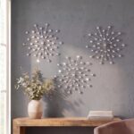 ZEXUIRU 3 Pack Silver Sunburst Wall Decor – Metal Crystal Wall Art with Sparkling Rhinestones, 14’’/18 Inch Starburst Wall Hanging Set for Living Room Bedroom Bathroom – Modern Bling Home Decorations - Image 2
