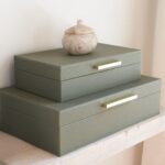 ZICOTO Decorative Storage Boxes with Lids – Set of 2 Beautiful PU Leather Organizer Bins for Your Bookshelf Home Decor - Safely Store Photos, Documents and Memory Box Keepsakes in Style - Image 2