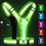 Zacro LED Reflective Vest Running Gear, 5 Lights Colors High Visibility Reflective Running Gear Rechargeable Light Up Running Vest for Walking Running Cycling, Adjustable for Men Women Kids - Image 2