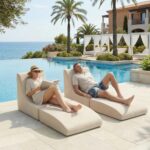 ZealWe Bean Bag Chair Set of 2 Outdoor Patio Lounge Chair with Back Support, Chaise Lounge Chair Waterproof Beach Bean Bag Couch for Adults, Memory Foam Filled for Poolside Balcony, Beige | water proof - Image 2