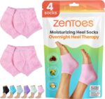 ZenToes Moisturizing Socks for Cracked Heel Treatment, Vitamin E, Olive Oil and Jojoba Oil Infused Heel Socks, Spa Gifts for Women, Mothers Day Gifts (Fuzzy Pink, Regular) - Image 2