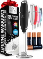 Zulay Kitchen Powerful Milk Frother Wand With Duracell Batteries - Ultra Fast Handheld Drink Mixer - Electric Whisk Foam Maker for Coffee, Lattes, Cappuccino & Matcha - Triple Whisk - Black - Image 2