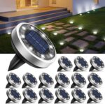 btfarm 16 Pack Solar Lights Outdoor, 8 LED Solar Ground Lights IP65 Waterproof Flat Solar Disc Light, Pathway Lights for Garden Lawn Patio Yard Path Landscape, Cool White - Image 2