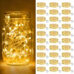 btfarm 30 Pack Fairy Lights Battery Operated [3 Modes], 7ft 20 Led Twinkle Lights String Lights Waterproof Bulk Small Mini Silver Wire for Christmas Mason Jars Wedding Table Centerpiece, Warm White - Image 2