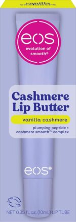 eos Cashmere Lip Butter – Vanilla Cashmere, Smoothing Lip Mask & Moisturizer with Plumping Peptides & Shea Butter, 0.35 fl oz - Image 2
