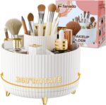 fanado 360° Rotate Makeup Brush Holder Organizer, Makeup Organizers Countertop, Makeup organization and Skincare Storage for Vanity, Desktop, Bathroom (White) - Image 2