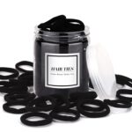 iFwevs 50PCS Black Hair Ties,Cotton Seamless Ponytail Holders,No Damage Elastics Hair Bands for Thick Heavy &Curly Hair - Image 2