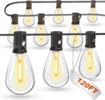 luckystyle 120FT LED Outdoor String Lights with 30+2 Edison Shatterproof Waterproof Bulbs, 2700K Commercial Grade Patio Lights, Heavy Duty Outside Hanging Outdoor Lights for Garden Porch Deck Decor - Image 2