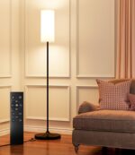 luckystyle Dimmable Floor Standing Tall Lamp, 12W Led Bulb with Lampshade, Foot Switch, Remote Custom Color Temperature Pole for Bedroom, Office, Kids & Living Room, Black - Image 2
